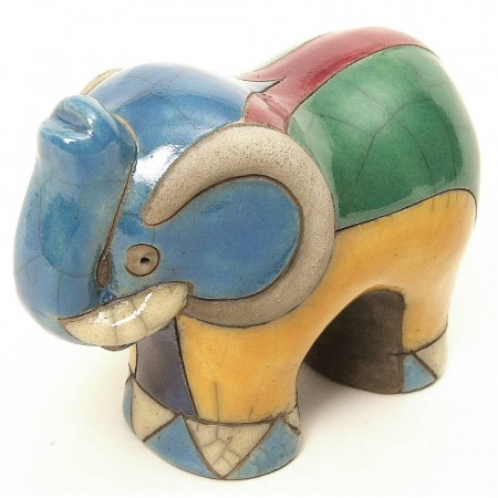 Elefant, keramikk, 8 cm høg