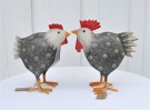 Høne og hane, metall, fine grå, små thumbnail