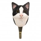 Krok, handskoren i tre, katt, svart og kvit thumbnail
