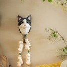 Krok, handskoren i tre, katt, svart og kvit thumbnail