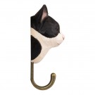 Krok, handskoren i tre, katt, svart og kvit thumbnail