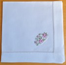 Serviett, kvit lin, handbrodert, 1 thumbnail