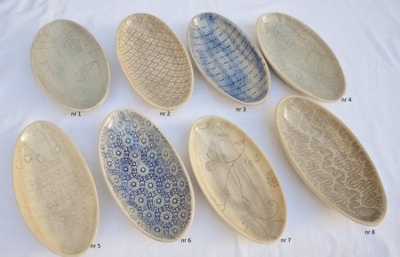Wonki Ware, avlang skål, (pebble olive dish), 1-6